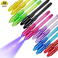 DAYPICKER 14 Paquetes Bolígrafo de Tinta Invisible- lápiz espía con rotulador mágico de luz UV para Mensajes Secretos y…